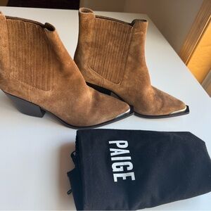 PAIGE Tan Suede Western Boots